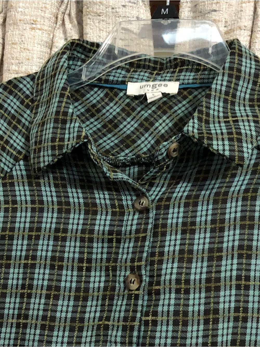 Umgee Long Sleeve Plaid Tiered Mini Dress - Large - Picture 2 of 7
